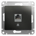 Изображение товара Розетка компьютерная Systeme Electric Glossa 1-местная RJ45 кат5E антрацит внутренняя