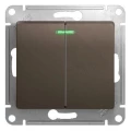 Изображение товара Выключатель двухклавишный Systeme Electric СП Glossa 10А с подсветкой