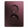 Изображение товара Розетка Systeme Electric Glossa 2-местная для скрытой установки 16А, IP20 250В без заземления в сборе, цвет - баклажановый