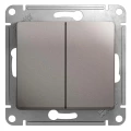 Изображение товара Выключатель двухклавишный Systeme Electric СП Glossa 10А, IP20, схема 5 10AX, механизм, цвет - платина