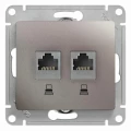 Изображение товара Розетка компьютерная Systeme Electric Glossa 2-местная RJ45 кат.5E, механизм, цвет - платина