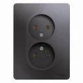 Изображение товара Розетка Systeme Electric Glossa 2-местная для скрытой установки 16А IP20 Графит