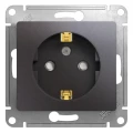 Изображение товара Розетка Systeme Electric Glossa 1-местная для скрытой установки 16А, IP20 250В, с заземлением, шторки, механизм, цвет - графит GSL001345