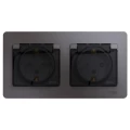 Изображение товара Розетка Systeme Electric Glossa 2-местная скрытая установка графит 16А IP44
