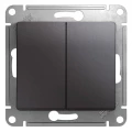 Изображение товара Выключатель двухклавишный Systeme Electric СП Glossa 10А, IP20, схема 5 10AX, механизм, цвет - графит