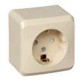 Изображение товара Розетка Systeme Electric Этюд 1-местная для открытой установки 16А, IP20 250В, с заземлением, шторки, цвет - кремовый PA16-004K