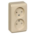 Изображение товара Розетка Systeme Electric 2-местная для открытой установки 16А, IP20 250В, шторки, без заземления, цвет - кремовый