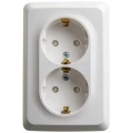 Изображение товара Розетка угловая Systeme Electric 2-местная для открытой установки 16А 250В, IP20 с заземлением и шторками, цвет - белый
