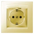 Изображение товара Розетка Simon 15 1-местная для скрытой установки 16А 250В, IP44 с заземлением, Schuko, шторки с крышкой, винтовые клеммы, цвет - слоновая кость