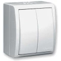Изображение товара Выключатель двухклавишный Simon 15 Aqua IP54 10А для открытой установки Белый