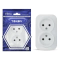 Изображение товара Розетка TOKOV ELECTRIC 2-местная для открытой установки 16А, IP20 250В без заземления, корпус - АБС-пластик, цвет - белый