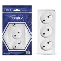Изображение товара Розетка TOKOV ELECTRIC 3-местная для открытой установки 16А IP20 белая