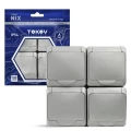Изображение товара Розетка TOKOV ELECTRIC Nix 4-местная IP54 для открытой установки 250В 16А серый