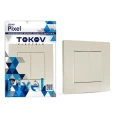 Изображение товара Выключатель двухклавишный TOKOV ELECTRIC Pixel скрытой установки 10А, IP20 в сборе, цвет - бежевый