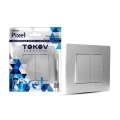 Изображение товара Выключатель двухклавишный TOKOV ELECTRIC Pixel скрытой установки 10А, IP20 в сборе, цвет - алюминий
