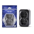 Изображение товара Розетка TOKOV ELECTRIC 2-местная для открытой установки 16А, IP20 250В с заземлением, корпус - АБС-пластик, цвет - карбон