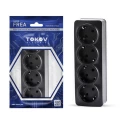 Изображение товара Розетка TOKOV ELECTRIC 4-местная для открытой установки 16А, IP20 250В с заземлением, корпус - АБС-пластик, цвет - карбон