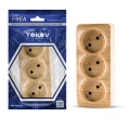 Изображение товара Розетка TOKOV ELECTRIC 3-местная для открытой установки 16А, IP20 250В без заземления, корпус - АБС-пластик, цвет - сосна