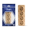 Изображение товара Розетка TOKOV ELECTRIC 4-местная IP20 для открытой установки 16А корпус АБС-пластик сосна