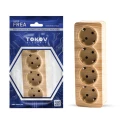 Изображение товара Розетка TOKOV ELECTRIC 4-местная для открытой установки 16А, IP20 250В с заземлением, корпус - АБС-пластик, цвет - сосна