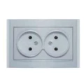 Изображение товара Розетка UNIVersal Бриллиант 2-местная для скрытой установки 16А, IP20 без заземления, цвет - серебро