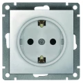 Изображение товара Розетка UNIVersal 1-местная для скрытой установки 16А, IP20 с заземлением, механизм, цвет - серебро