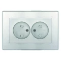 Изображение товара Розетка UNIVersal Афина 2-местная серебряная для скрытой установки 16А