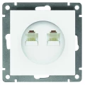 Изображение товара Розетка компьютерная UNIVersal Афина 2-местная скрытой установки RJ45 кат.5E, механизм, цвет - белый