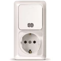 Изображение товара Блок комбинированный UNIVersal ОП Олимп выключатель 1-клавишный с подсветкой + розетка с заземлением вертикальная, цвет - белый