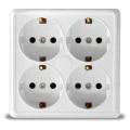 Изображение товара Розетка UNIVersal Олимп 4-местная для открытой установки с заземлением Белый квадрат