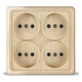 Изображение товара Розетка UNIVersal 4-местная для открытой установки 16А, IP20, форма - квадрат, без заземления, цвет - сосна