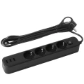 Изображение товара Фильтр сетевой ЭРА USF-4es, розетки - 4шт, 3 USB, длина кабеля - 3м, ток номинальный - 10А, мощность - 2200Вт, сечение – 3х0.75мм2, с выключателем, с заземлением, цвет - черный