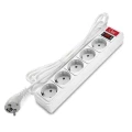 Изображение товара Фильтр сетевой СОЮЗ 1325, розетки - 5шт, длина кабеля - 3м, ток номинальный - 10А, мощность - 2200Вт, с заземлением и защитой от перенапряжения, белый