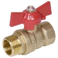 Изображение товара Кран шаровой SantechSystems 11б27п1 Ду15 Ру16 стандартнопроходной, двухходовой, латунь HPb58-2A, уплотнение - PTFE, внутренняя резьба / наружная резьба, ручка-бабочка