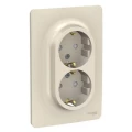 Изображение товара Розетка Schneider Electric Unica New 2-местная для скрытой установки 16А IP21 с заземлением, со шторками, бежевая