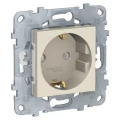Изображение товара Розетка Schneider Electric Unica New 1-местная для скрытой установки 16А IP21 с заземлением, без шторок, винтовой зажим, бежевая