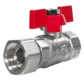 Изображение товара Кран шаровой STI 1/2″ Ду15 Ру25 полнопроходной, двухходовой, латунь, уплотнение - PTFE, внутренняя резьба / накидная гайка, ручка-бабочка, для котлов