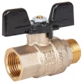 Изображение товара Кран шаровой STOUT SVB-0004 1/2″ Ду15 Ру50 полнопроходной, двухходовой, латунь CW617N, уплотнение - PTFE, внутренняя резьба / наружная резьба, ручка-бабочка