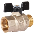 Изображение товара Кран шаровой STOUT SVB-0004 1″ Ду25 Ру40 полнопроходной, двухходовой, латунь CW617N, уплотнение - PTFE, внутренняя резьба / наружная резьба, ручка-бабочка