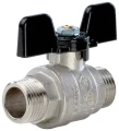 Изображение товара Кран шаровой STOUT SVB-0006 1/2″ Ду15 Ру50 полнопроходной, двухходовой, латунь CW617N, уплотнение - PTFE, наружная резьба, ручка-бабочка