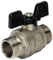 Изображение товара Кран шаровой STOUT SVB-0006 3/4″ Ду20 Ру50 полнопроходной, двухходовой, латунь CW617N, уплотнение - PTFE, наружная резьба, ручка-бабочка