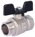 Изображение товара Кран шаровой STOUT SVB-0014 3/4″ Ду20 Ру40 стандартнопроходной, двухходовой, латунь CW617N, уплотнение - PTFE, внутренняя резьба / наружная резьба, ручка-бабочка