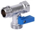 Изображение товара Кран шаровой STOUT SVB-0124 1/2х3/4х1/2″ Ду15x20x15 Ру10 стандартнопроходной, двухходовой, латунь CW617N, уплотнение - PTFE, внутренняя резьба / наружная резьба, ручка-флажок