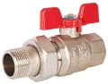 Изображение товара Кран шаровой STOUT SVB-1007 3/4″ Ду20 Ру50 полнопроходной, двухходовой, латунь CW617N, уплотнение - PTFE, внутренняя резьба / американка, ручка-бабочка