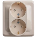 Изображение товара Розетка SYSTEME ELECTRIC Этюд 2-местная скрытой установки с заземлением IP20 кремовая