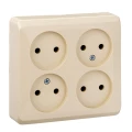 Изображение товара Розетка Systeme Electric Этюд 4-местная открытой установки без заземления кремовая
