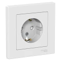 Изображение товара Розетка Systeme Electric AtlasDesign 1-местная для скрытой установки 16А IP20 с заземлением, со шторками, в сборе, белая
