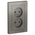 Изображение товара Розетка Systeme Electric AtlasDesign 2-местная стальная для скрытой установки