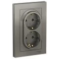 Изображение товара Розетка Systeme Electric AtlasDesign 2-местная для скрытой установки 16А IP20 сталь