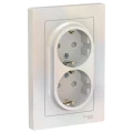 Изображение товара Розетка Systeme Electric AtlasDesign 2-местная для скрытой установки 16А IP20 с заземлением, со шторками, в сборе, жемчуг ATN000426